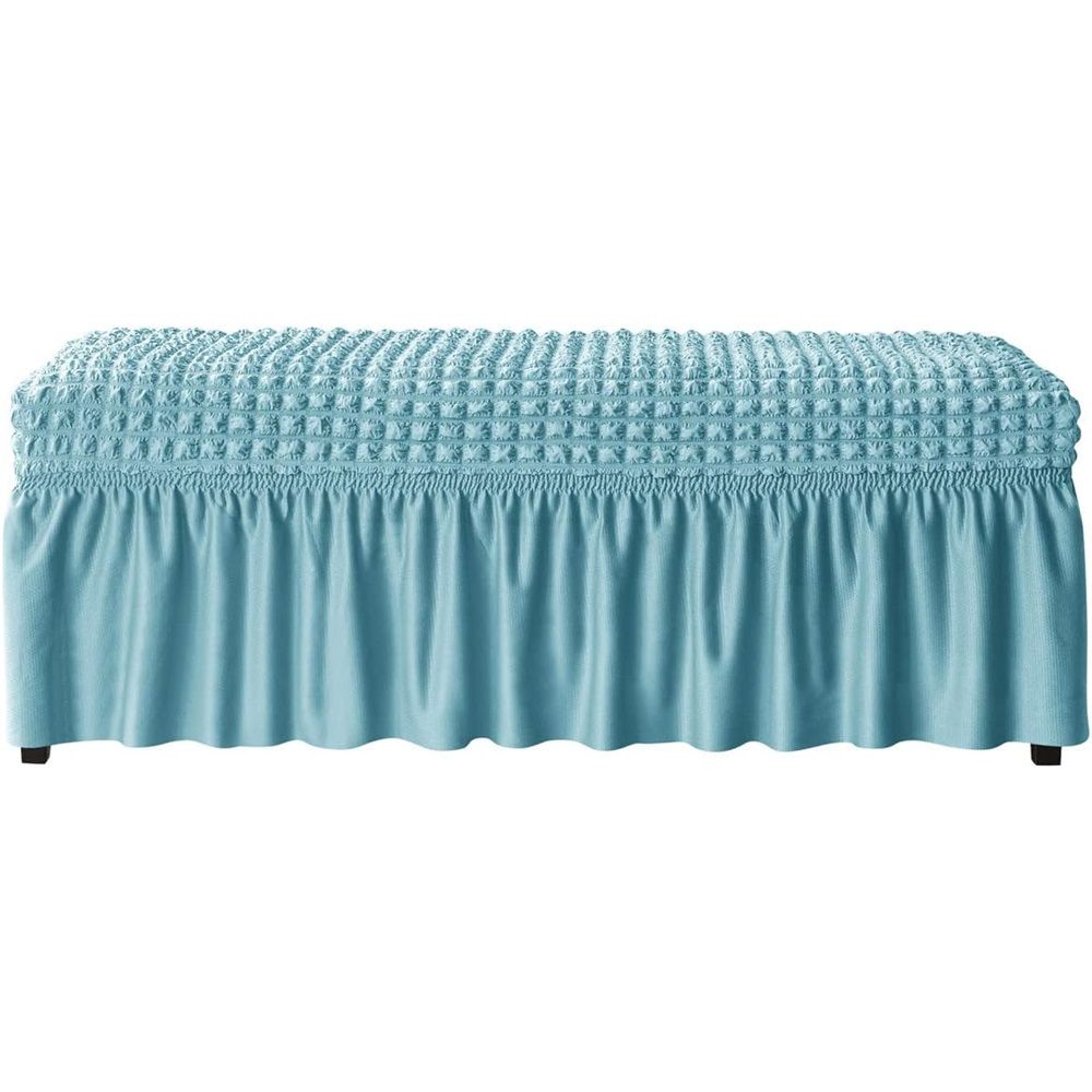 Dining Bench Soft Stretch  with Skirt Polyester Footstool Protector Bubble Lattice Piano Bench Covers for Living Room and Bedroom，M