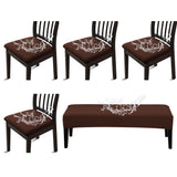 Waterproof Seat Covers for Dining Room Chairs Set of  with Stretch Bench Slipcover Jacquard Chair Covers Removable Washable Kitchen Chair Seat Cushion Protector 5pcs
