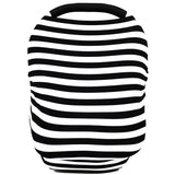 Car Seat Covers, Nursing Cover, and Stroller Cover for Sun - Stretchy Fabric, All-Season Use, Stylish Designs, Easy Access for Moms - Classic（black and white stripes）