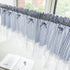 Blue and white checkered curtains, lace semi transparent kitchen curtains, living room semi curtains (blue 106 * 45cm)