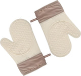 Silicone Oven Mitts，Heat Resistant up to 300°F, Oven Gloves with Soft Lining, Non-Slip Kitchen Essentials, Kitchen Gadgets, Apartment Essentials, Great Gift for Cooking (beige-1pair)