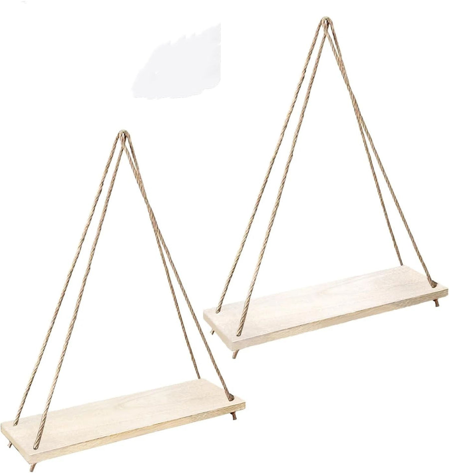 2pcs Hanging Shelves for Indoor Wall and Window - Floating Wall Shelves for Plant Display, Boho Style Home Decor.( 35*14cm)