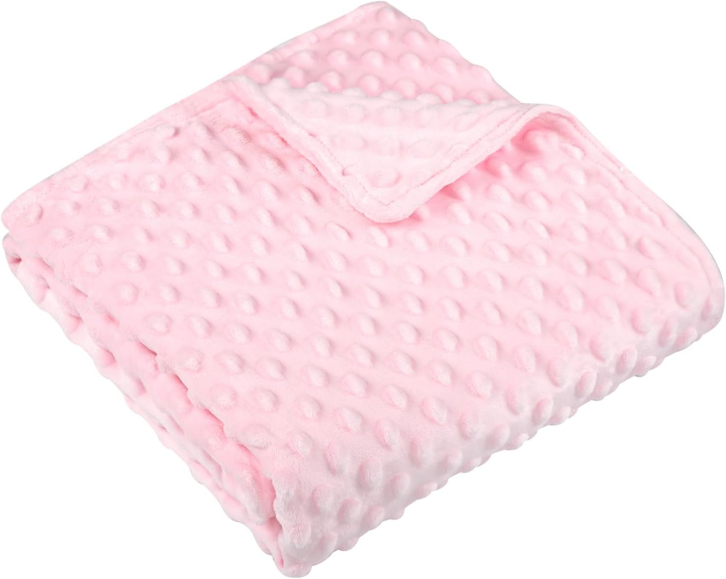 Baby Blanket for Girls, Soft Crib Blanket 95*75cm, Newborn Blankets for Nursery, Stroller, Toddler Bed, Carseat, Double Layer, Pink