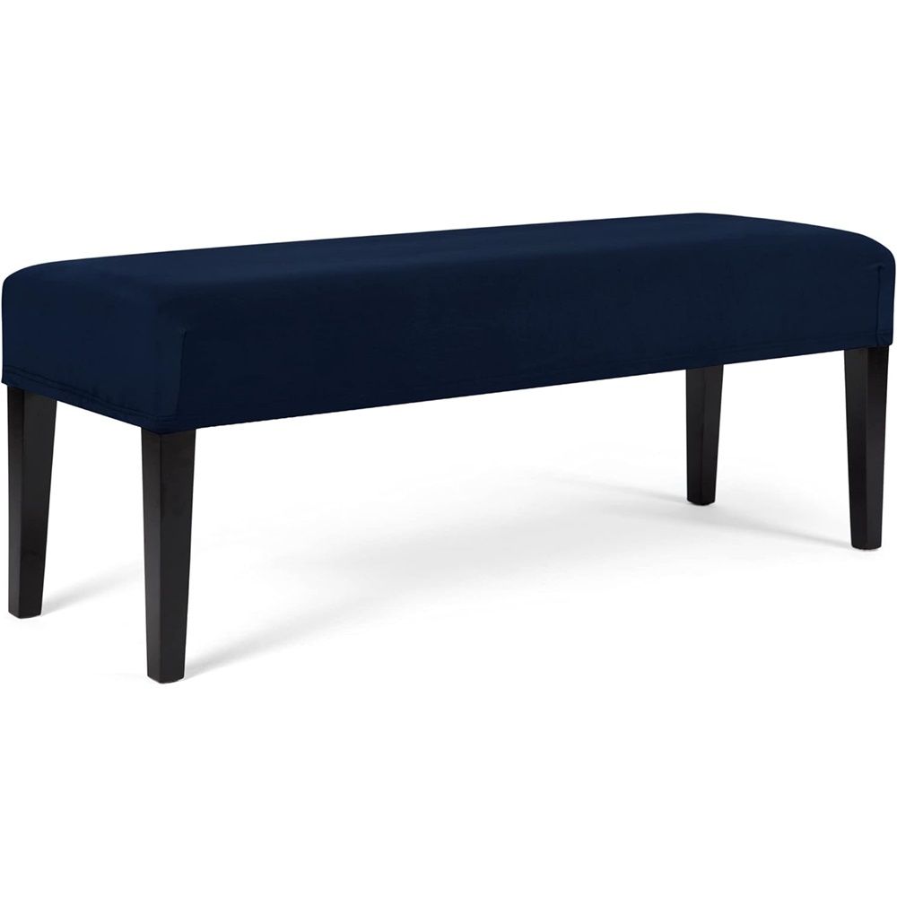 Removable Dining Chair Cover, Soft Fit Universal Stretch Bench Chair Slipcovers, Anti-Dust Washable Jacquard Seat Protector for Bedroom, Living Room, Kitchen(dark blue)