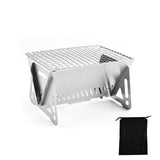 Portable Backpacking Stove with Grill Grid, Folding Stainless Steel Charcoal Grill, Ultralight BBQ Wood Burning Camp Stove for Hiking Picnic Garden Backyard Cooking（small size）