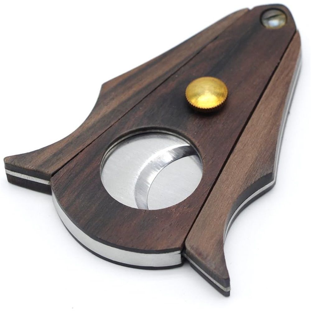 2 pcs Cigar Cutter Lock System Wood Stainless Steel Double Cut Blade Cigar Guillotine Cutter  Bat Sandalwood Noodles