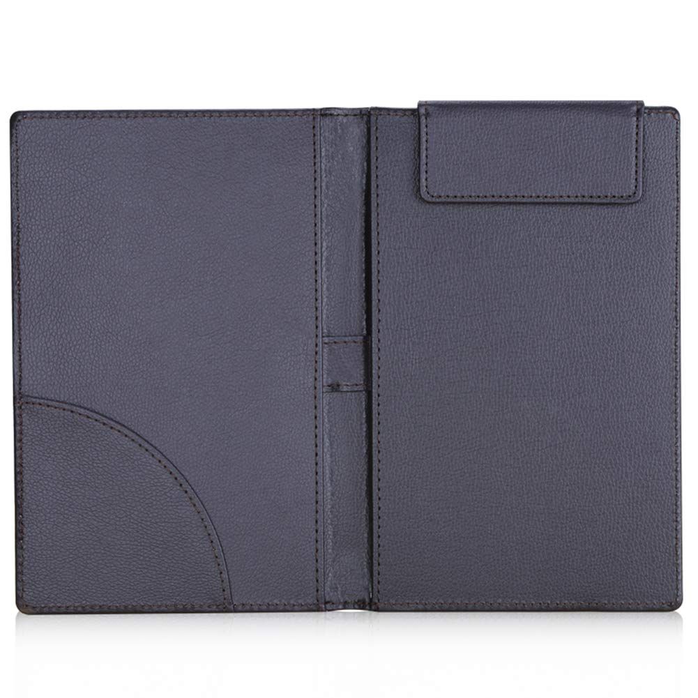 Leather Menu Folder Presenter Guest Check Book Holder Money Pocket Fit Server Apron with Pen Clip for Hotel Bar Salon KTV Restaurant(Black)
