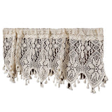 Boho Crochet Lace Sheer Curtain Valance for Kitchen Windows Vintage Valances for Dining Room Living Room Farmhouse Rustic Crochet Valance Rod Pocket 1 Panel （120*38cm）