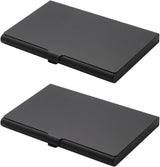 2pcs  Business Card Holder, Aluminum Alloy Flip Cover Slim Name Cards Case for Women Men, Black