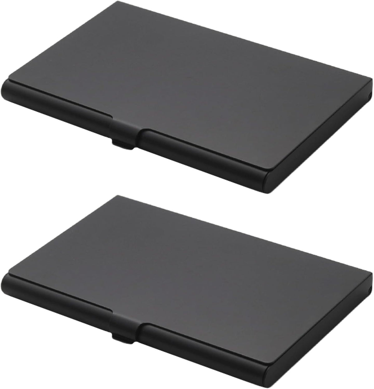 2pcs  Business Card Holder, Aluminum Alloy Flip Cover Slim Name Cards Case for Women Men, Black