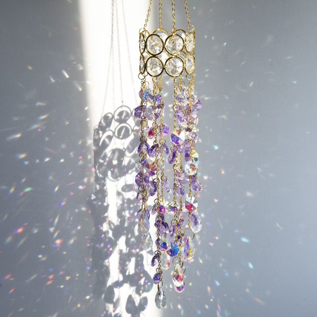 Wind Chime Pendant Indoor Colorful Outdoor Garden Light Collection Jewelry Outdoor Pendant (Purple)