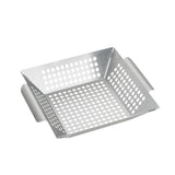 Stainless Steel Grill Basket Large - Grilling Basket for Traeger, Green Egg, Grills - Basket for Veggies, Kabobs, Fish, Chestnuts - （Round hole）