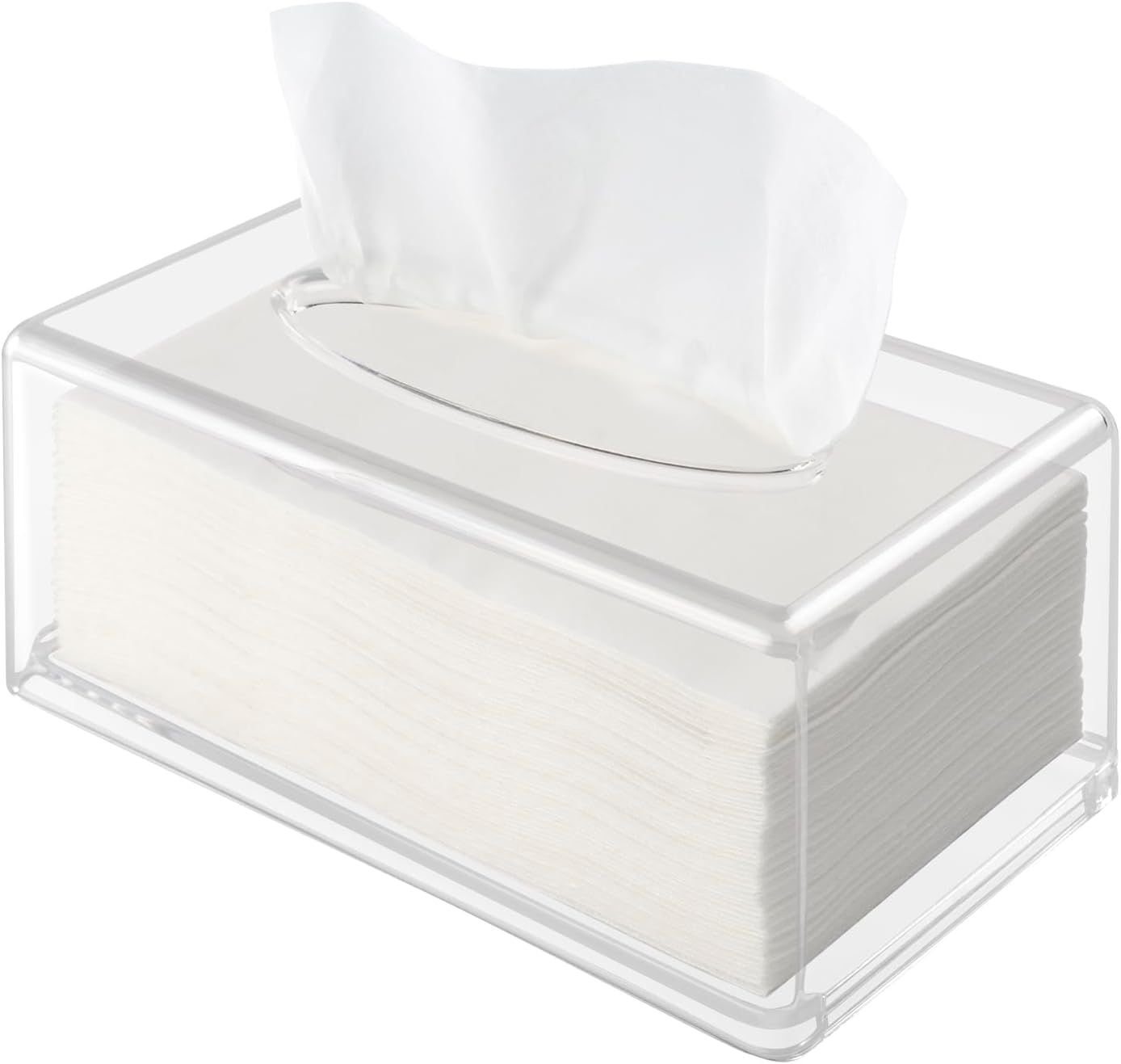 acrylic Tissue Box Holder,Clear Tissue Box Cover Rectangle for Kleenex Tissue Cube Box,Napkin,Facial Tissue Dispenser Box Case for Countertop,Bathroom（small）