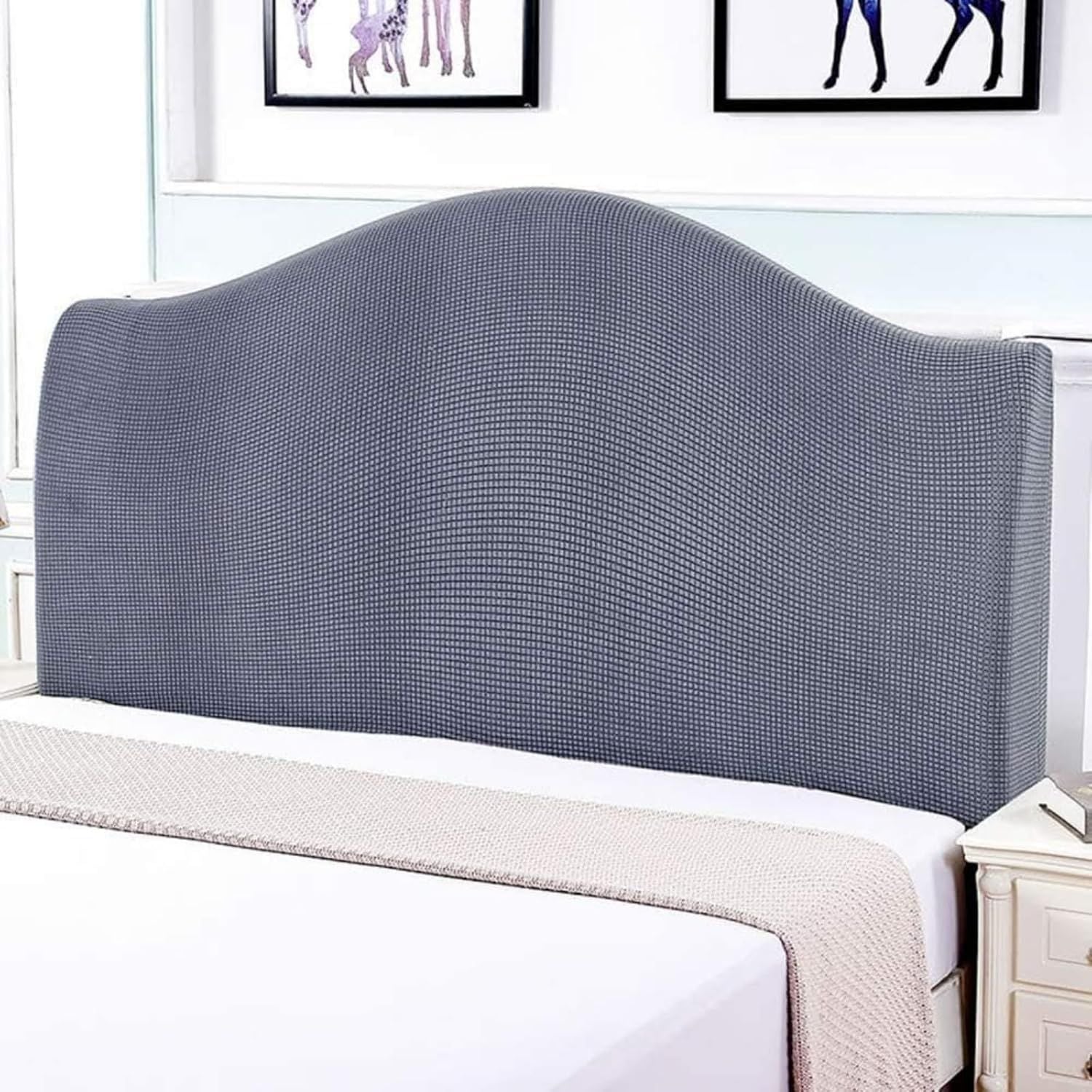 Bed Headboard Cover for Queen King , Stretch Headboard Slipcover Soft Dustproof Protector Cover Bed Head Cover for Bedroom (Grey,150*70cm)