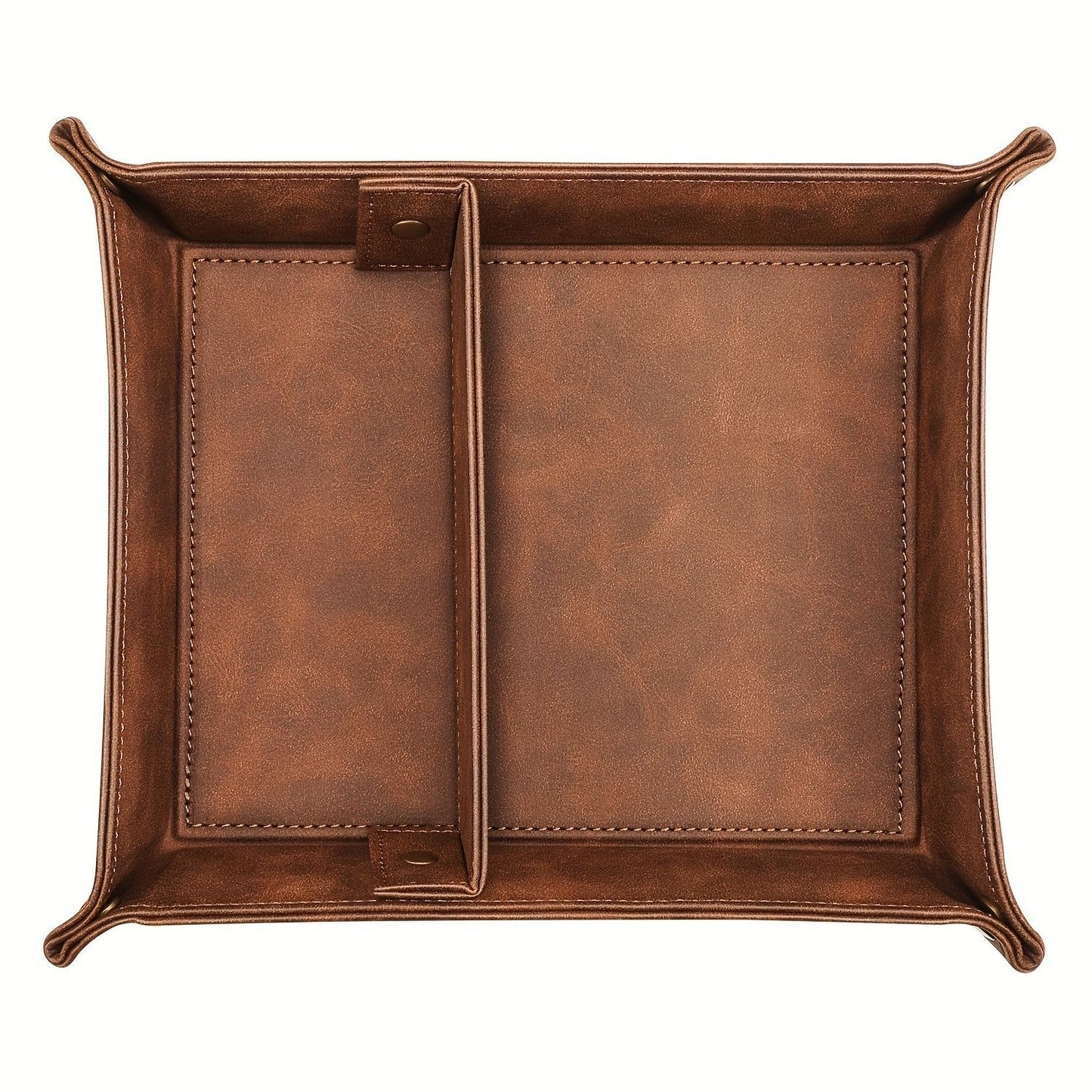 Tray desktop storage rack, detachable 2 compartments tray bedside dressing table bedside table desktop storage board, brown