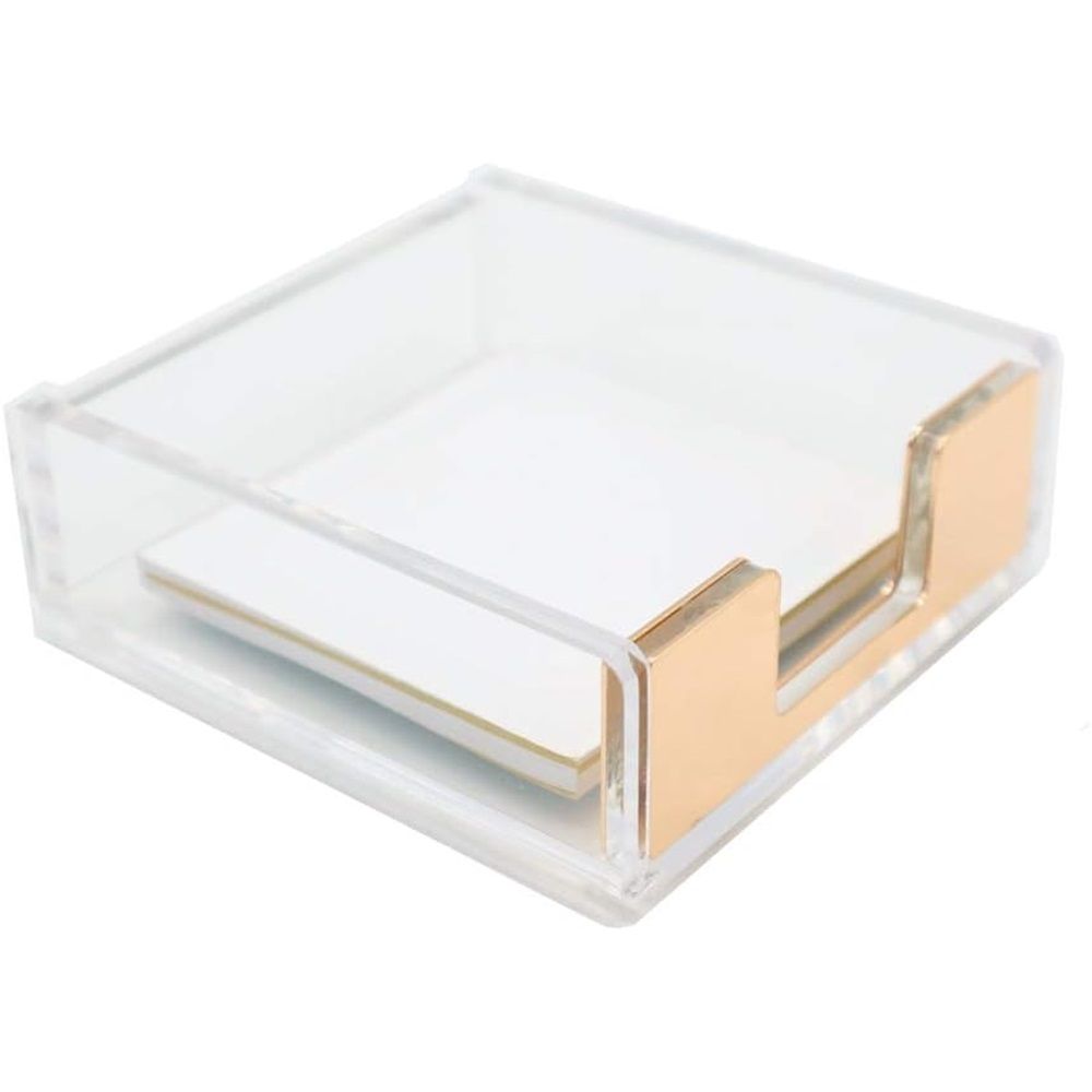 Transparent Acrylic Rose Gold Large Memo Box Marble Office Desktop Storage and Organizing Supplies，Gold