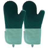 a pair of Silicone insulated gloves for microwave oven, heat-resistant kitchen, thick microwave oven baking gloves, (Green)