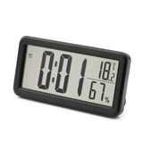 Digital Alarm Clock, Portable Black LCD with Temperature & Humidity Display, Wall Mountable, Ideal for Dorm or Desktop Use