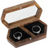 Wooden Ring Box Transparent Lid Couple Rings Box for Engagement Wedding Box Two Slots Small Jewelry Box for Stud Earrings Bracelet Necklace（black）
