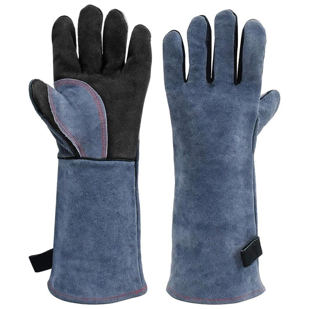 Heat Resistant Welding Gloves 16 inches Cowhide Leather - Long Sleeve and Insulated Lining BBQ Glove for Welder/Mig/Grill/Barbecue/Stove （Heito）
