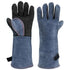 Heat Resistant Welding Gloves 16 inches Cowhide Leather - Long Sleeve and Insulated Lining BBQ Glove for Welder/Mig/Grill/Barbecue/Stove （Heito）
