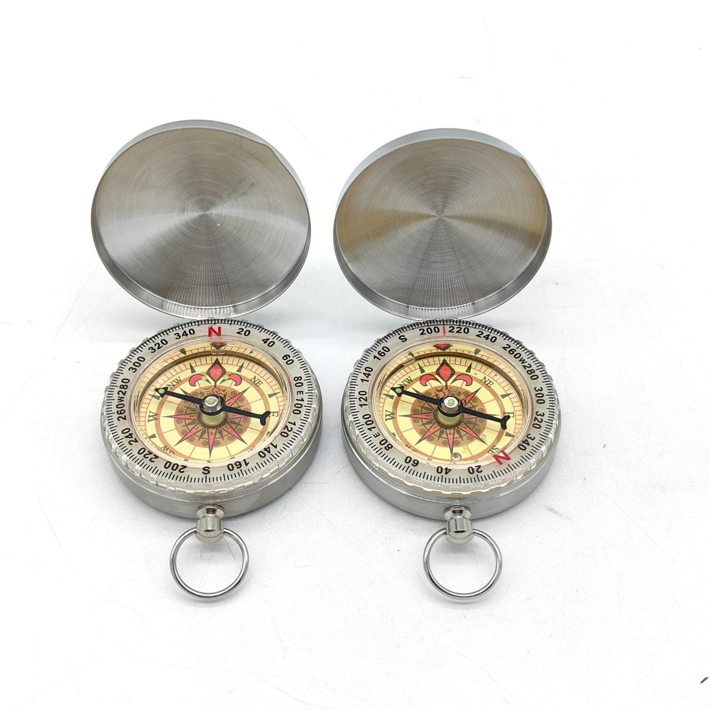 2pcs Waterproof  Compass for Hiking, Survival & Navigation – Large Dial Pocket Compass with Keychain Loop, Ideal Metal for Kids, Scouts, Hunting & Compass Gifts for Men