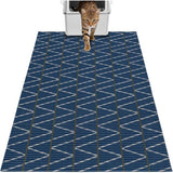 Cat Litter Mat, 103CM*64CM Trimable & Soft Foam Pad, Leak-Proof & Non-Slip Bottom, Reusable （Blue background with white stripes）