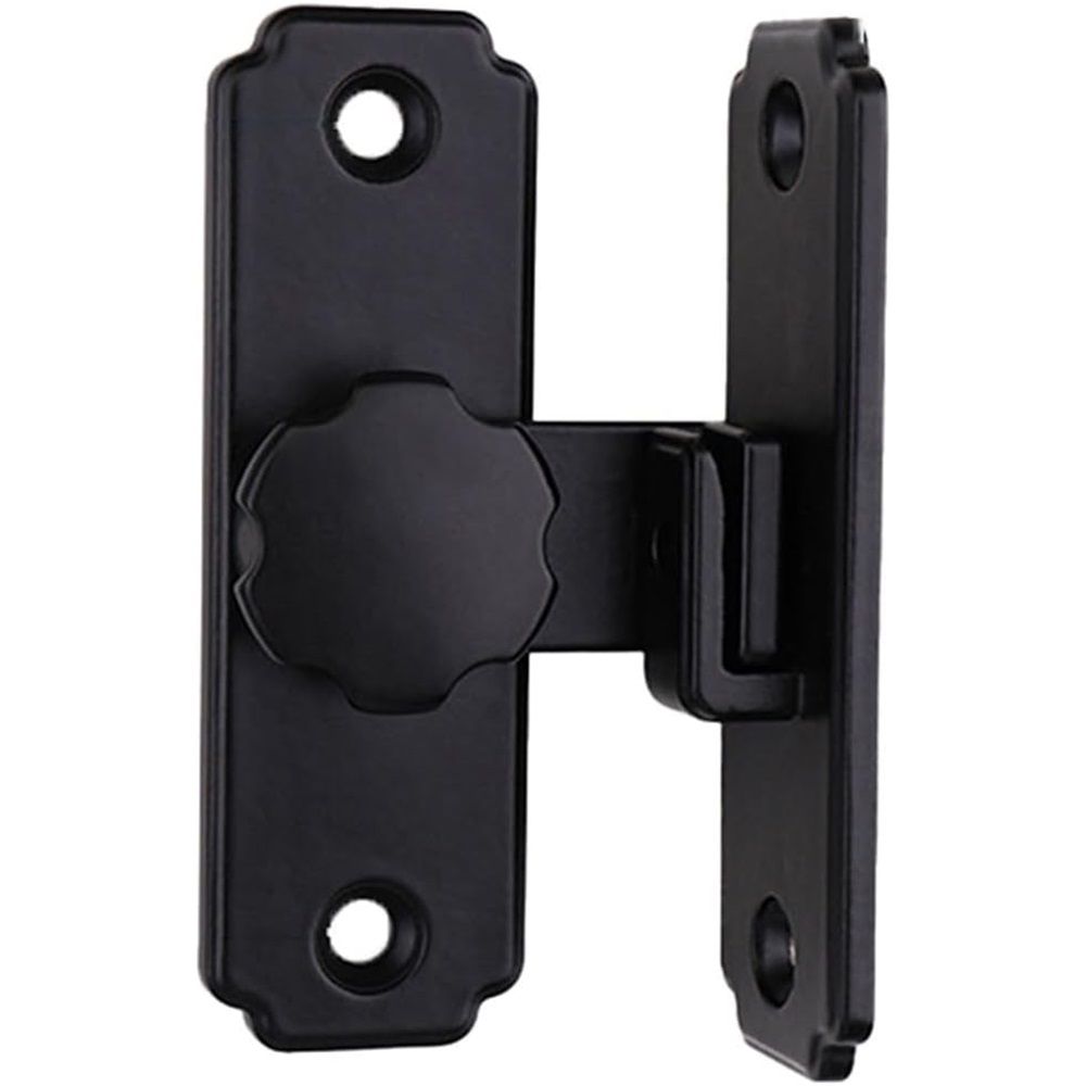 Heavy Duty 90 Degree Barn Door Lock,  Stainless Steel Security Sliding Door Latch for Barn, Garden, Bathroom, Fence, Shed - Anti-Rust and Robust (Short/Black)