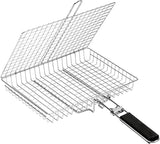 Grill Basket Large Portable Folding BBQ Camping Grilling Rack for Fish, Vegetables, Shrimp, Barbeque Griller Cooking Accessories, Grilling Gifts