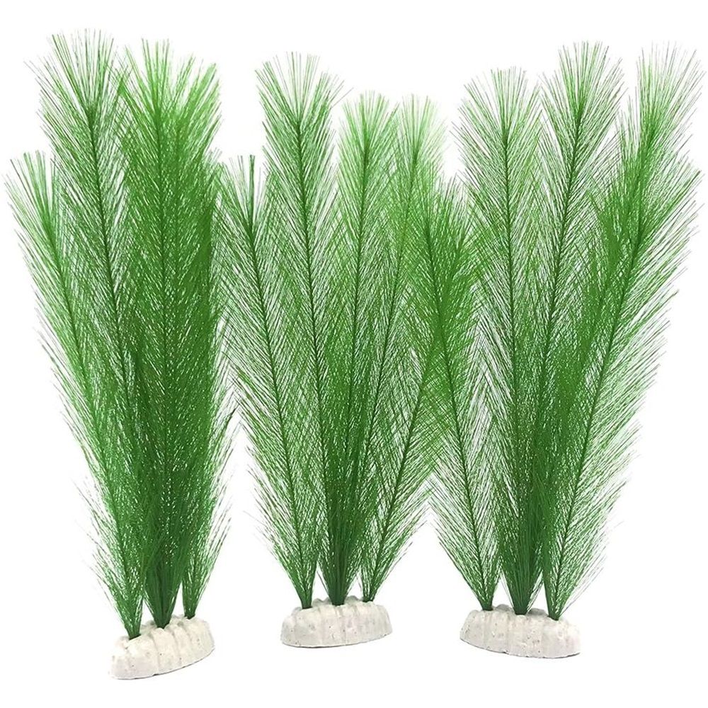 3Pcs Aquarium Decorations Fish Tank Artificial Green Water Plants Made of Silk Fabrics Plastic（30cm light green）
