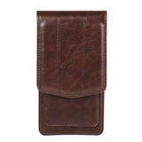 Cell Phone Waist Holster with Clip Leather,Travel Sport Mobile Phone Belt Pouch Purse Men Card Holder Waist Wallet Belt Loop Pocket with Carabiner Hook Bumbag（dark brown 6.5in）