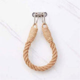 2pcs Rope towel ring, toilet paper holder self-adhesive hook retro home decoration curtain tie rope holder bathroom decoration Bohemian farmhouse (khaki)