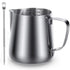 304 Stainless Steel Milk Frothing Pitcher 350ml+Pull flower needle, Espresso Steaming Pitcher with Decorating Pen for Espresso Machines, Cappuccino