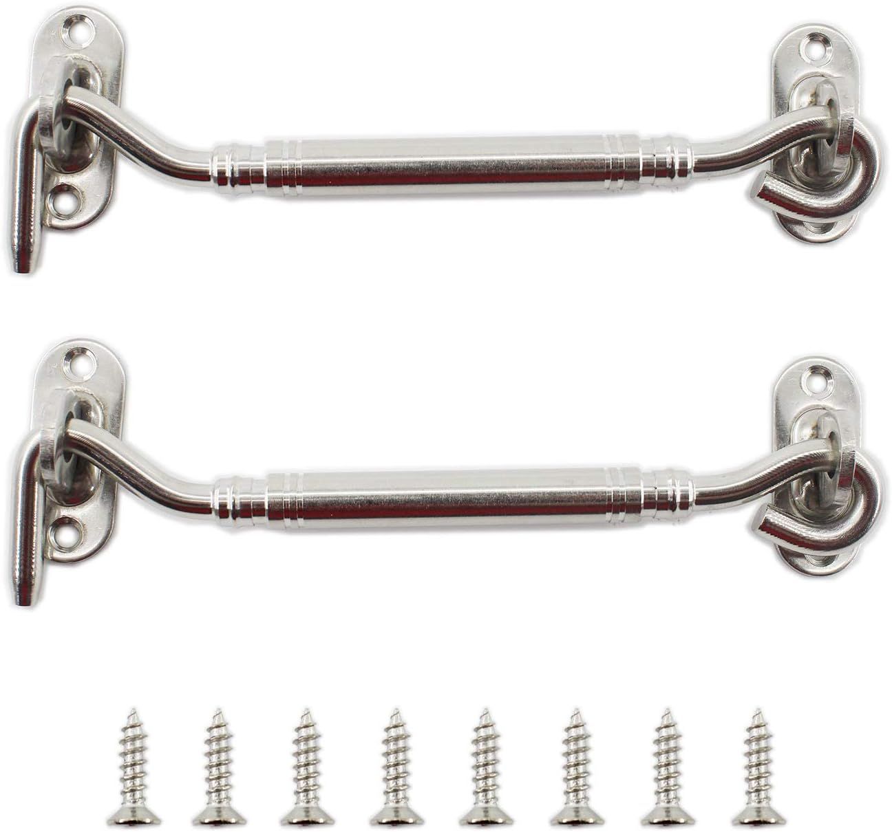4-inch window windproof artifact, solid door bolt, latch, door buckle, stainless steel sliding door and window windproof hook fastener 2pcs