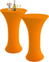 Cocktail fabric Round Tablecloth, 2 Pack Highboy Fitted Stretch Cocktail Table Covers High Top Table Cloth for Banquet Wedding Bar Party -Orange