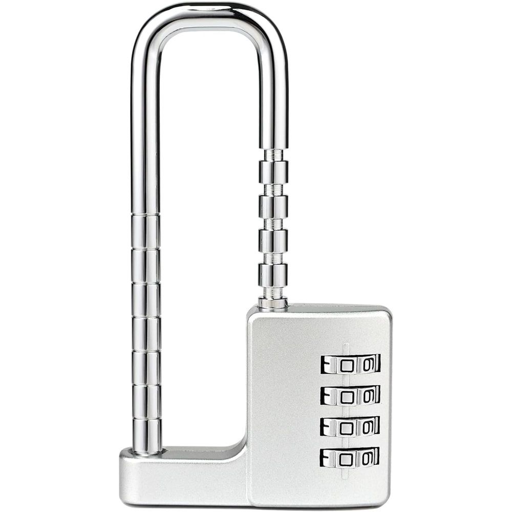 Gym Locker Lock Code Long Adjustable Shackle Lock for, School, Gym, Fences,Child Proof Sliding Code Locks Baby Safety U Shaped for Knob Handle Drawers Closet (Silver)