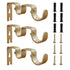 3PCS Gold Curtain Rod Bracket, Heavy Duty Double Curtain Rod Hanging Brackets Wall Mount, Drapery Rod Bracket, Adjustable Curtain Rod Holders for Window, Home Curtain Rods (Golden)