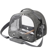 Bird Travel Carrier with Stand Perch and Stainless Tray,Portable Small Bird  Cockatiel Carrier for Hiking, (Grey)