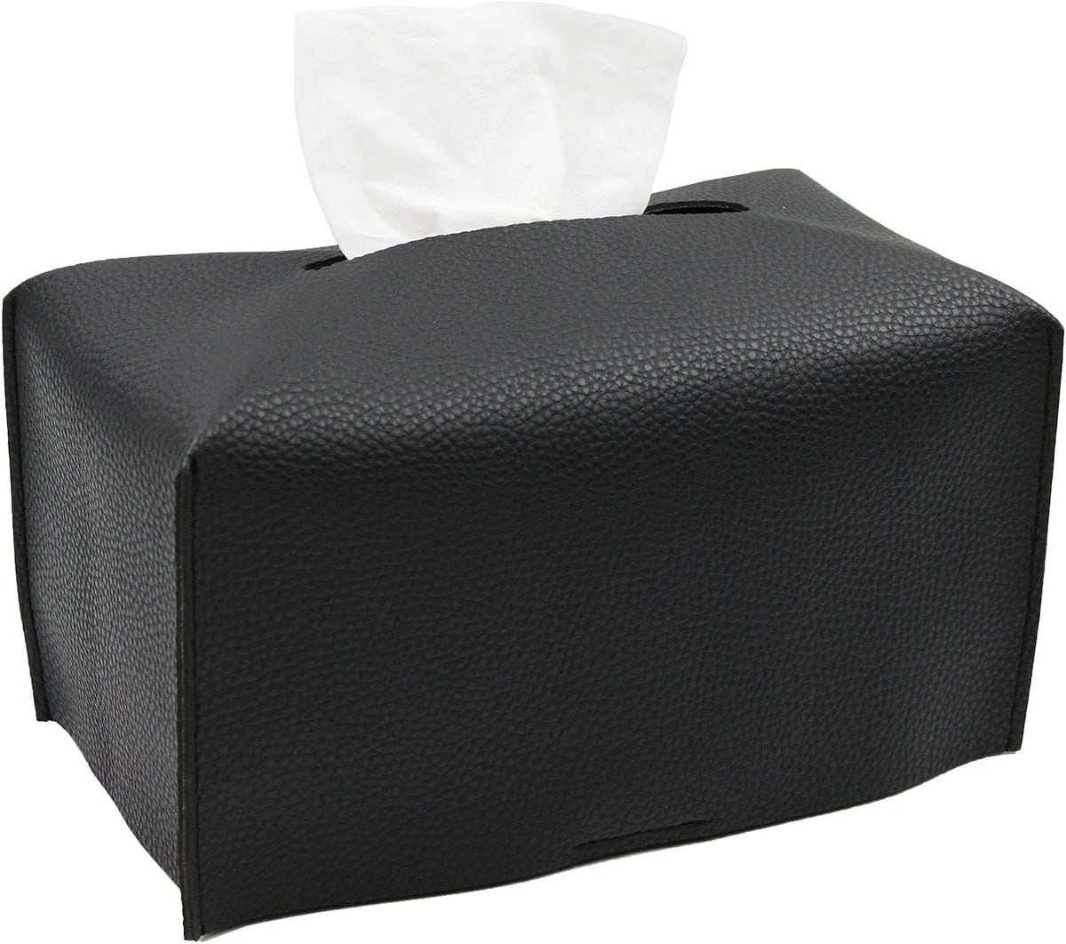 Tissue Box Cover,Modern PU Leather Rectangular Tissue Box Holder - Decorative Holder/Organizer for Bathroom Vanity Countertop, Night Stands, Office Desk -  rectangular black