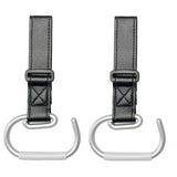 2 Pcs Stroller Hooks, Mommy Stroller Clip and Stroller Accessories Organizer Hook, Brushed Aluminum Hook for Strollers/Walkers/Mobility Scooter/Wheelchair/Rollator(Black)