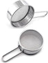 2pcs Small Strainer, Flour Colander Mini Small Flour Sifter for Baking Powder Sugar Coffee Pastas Tea,  Stainless Steel Food Strainer Mini Sifter with Handle
