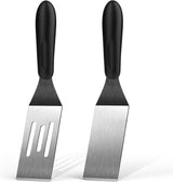 Stainless steel frying shovel, cooking small shovel, teppanyaki pancake scraper, steak cake shovel, creative kitchen tool（Solid+hollow shovel）