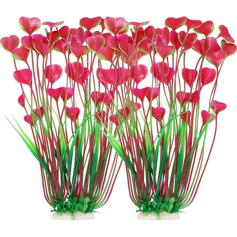 2pcs Grass Aquarium Fish Tank Landscape Plastic Water Grass Fish Tank Decoration Fake Water Grass Simulated Water Grass Ornament (Pink )