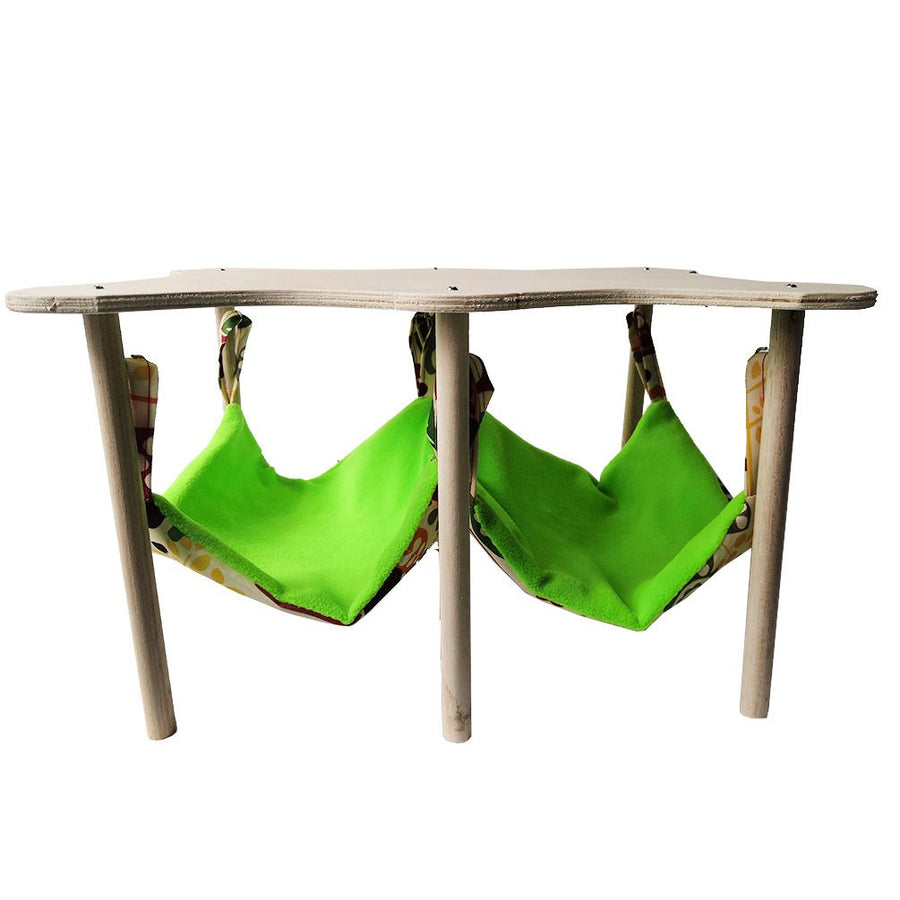 Guinea Pigs Hammock with Natural Wooden Stand- Large Hanging Hammock Bed for Piggies Chinchilla Hamster Bunny Ferrets Hiding Sleeping