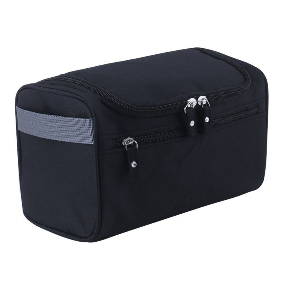 Oxford cloth waterproof hook wash bag travel makeup bag men's portable storage bag cosmetics storage bag (Black)