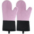 A pair of Silicone Oven Mitts- Extended Oven Mitts Heat Resistant , Oven Gloves with Soft Liner Good  to Clean Flexible-Oven Mits Set for Cooking Baking Grilling BBQ（Flat threaded gloves purple）