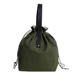 Canvas Drawstring Lunch Bag Insulated Lunch Tote Japanese Style Bento Tote Bag Reusable Lunch Bag with Handle and Drawstring（olive drab）