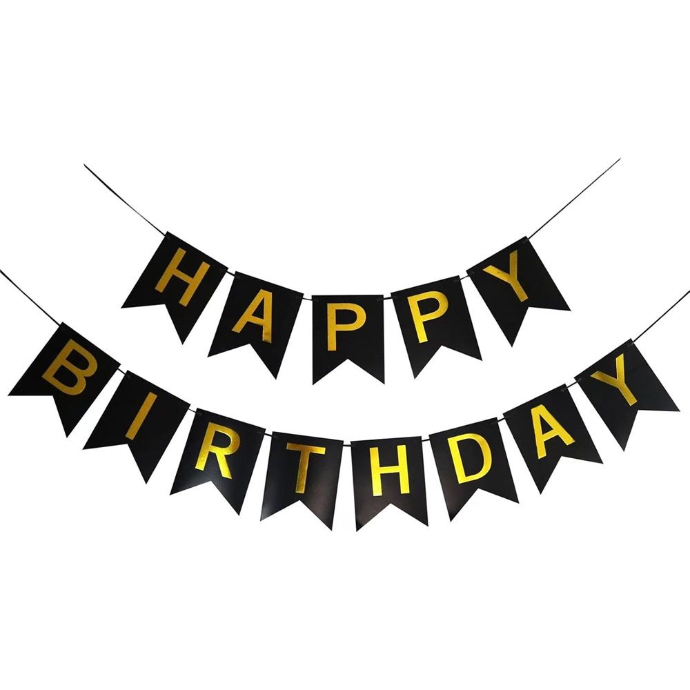 2pcs Black Gold Happy Birthday Banner Birthday Party Supplies for Adult Boy Girl  Black Bday Party Decorations & Decor for Men & Women.