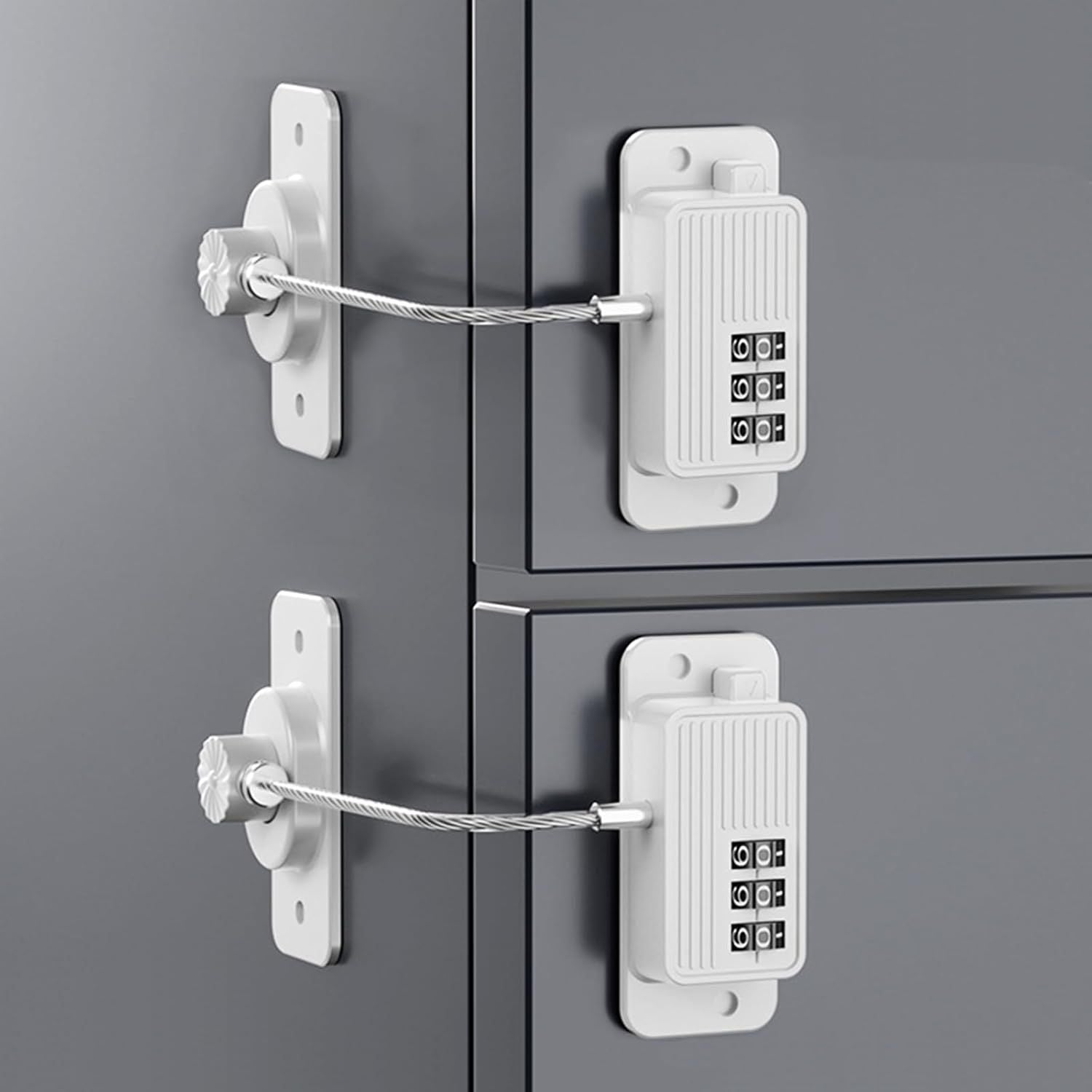 Heavy Duty Combination Refrigerator Lock (2 Pack) - Cabinet Locks Baby Proofing, No Drilling Adhesive Fridge Locks, for Fridge, Cabinets, Drawers, Window and Child Safety Cabinet Lock（white）