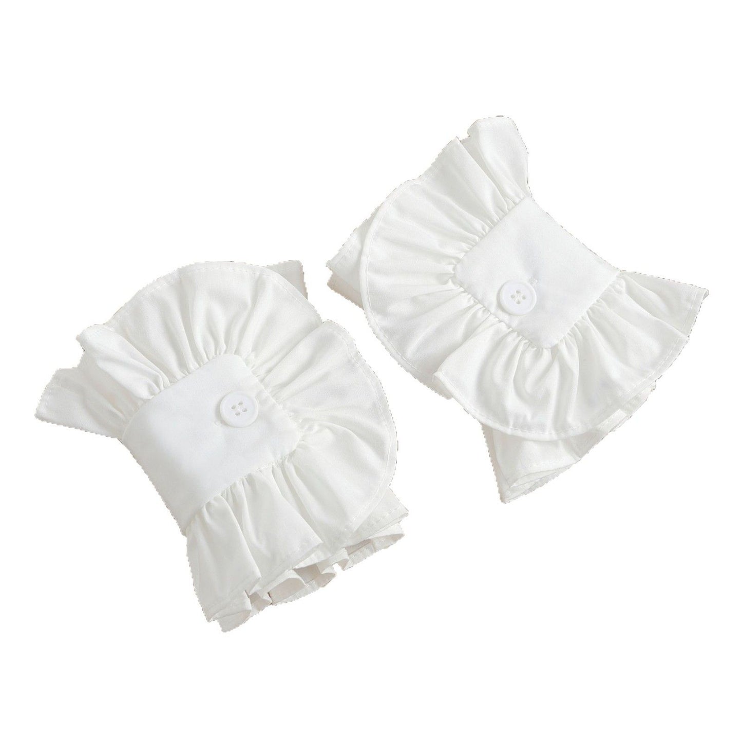 4pcs Flare Ruffle Sleeve Cuffs for Women Girls, Versatile Pleated Shirt Wrist Cuff Fake Colllar Sleeves Accessory（white）